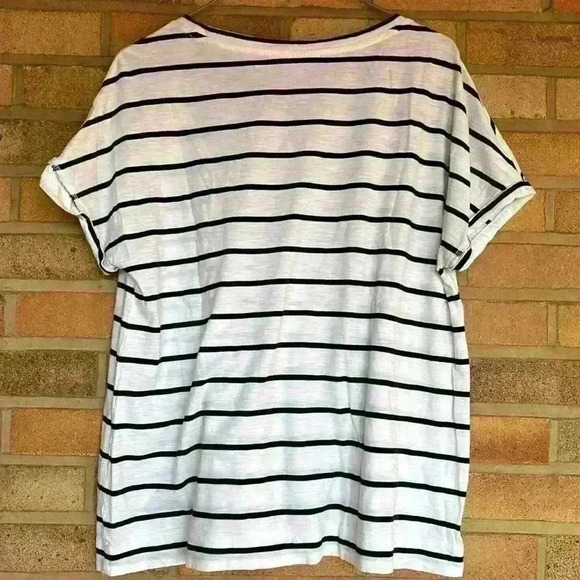 Loft scoop neck short cuffed sleeve striped TShirt - Picture 6 of 6